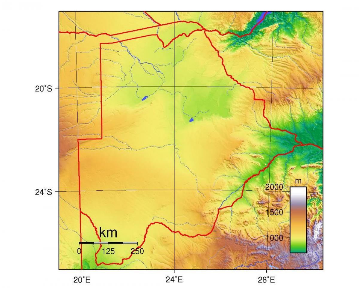 mapa ng Botswana pisikal na