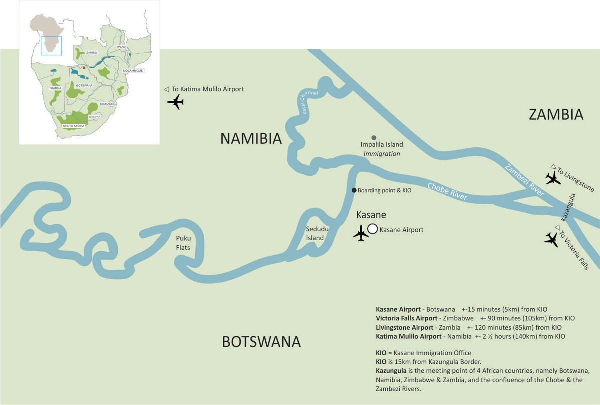 mapa ng kasane Botswana