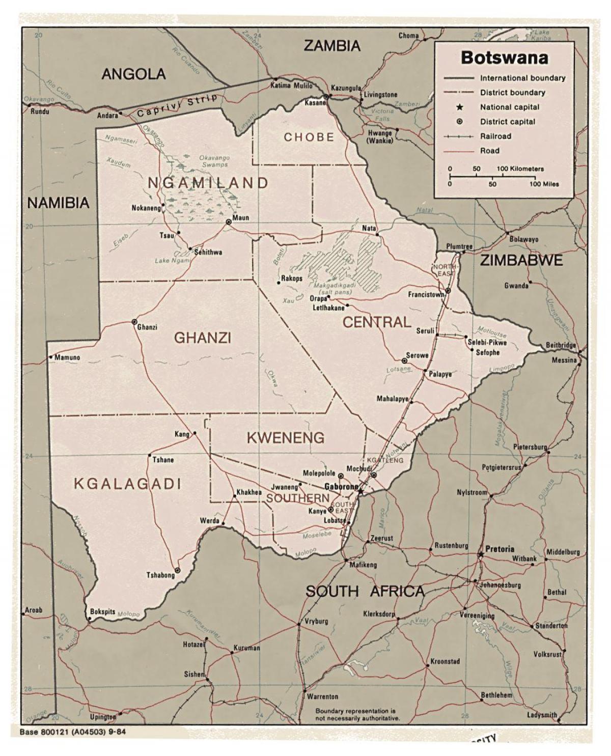 detalyadong mga mapa ng Botswana