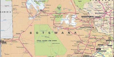 Mapa ng Botswana mapa na may mga distansya