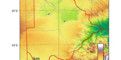 Mapa ng Botswana pisikal na